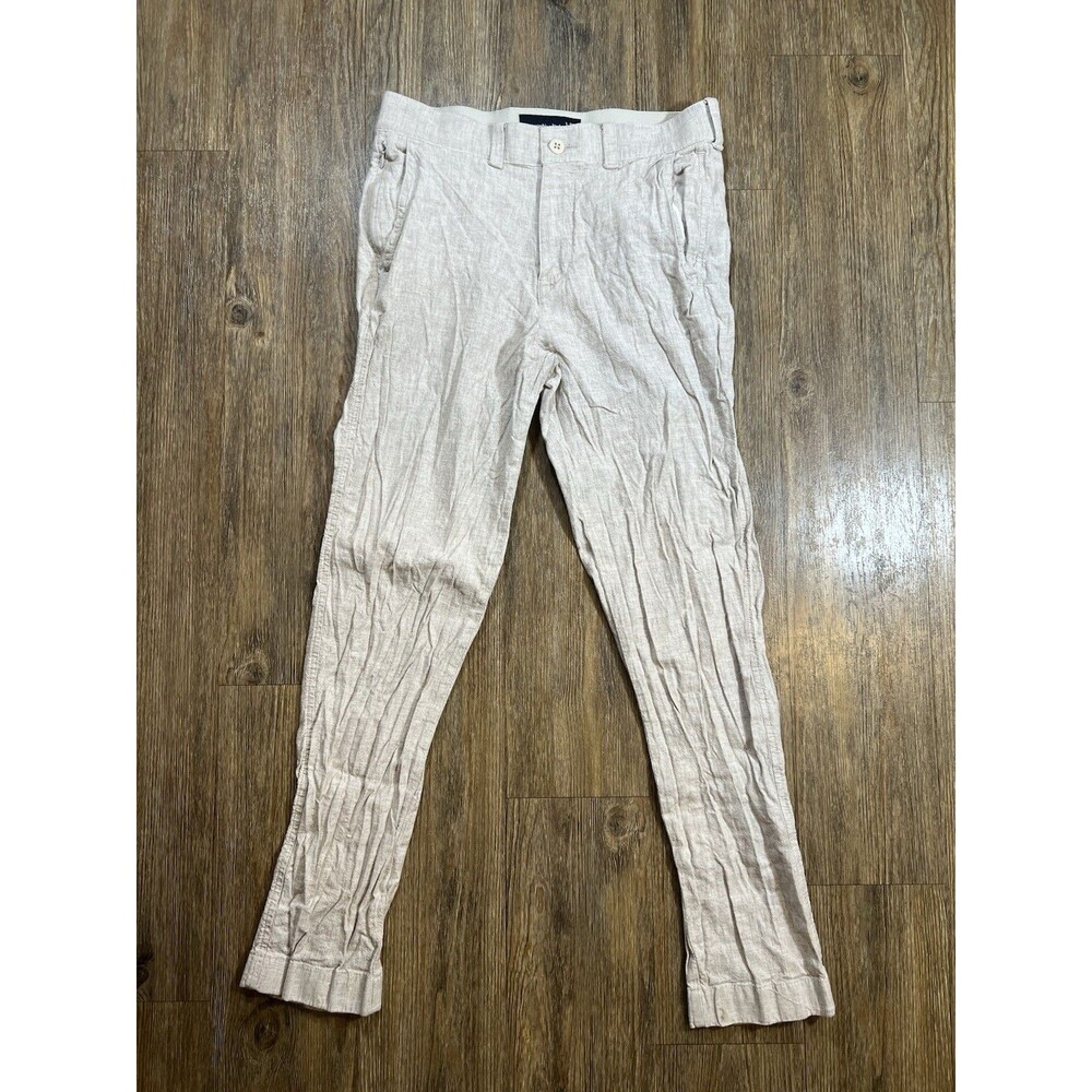Abercrombie & Fitch Men’s Straight Stretch Linen Blend Natural Khaki Pants 30X30